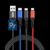 USB кабель Denmen D03E 3 в 1 Type C; Android; iPhone