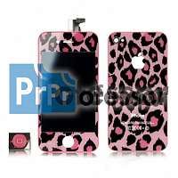 Дисплей Apple iPhone 4 с тачскрином розовый леопард