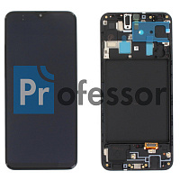 Дисплей Samsung A20 (A205) с тачскрином черный Amoled переклейка