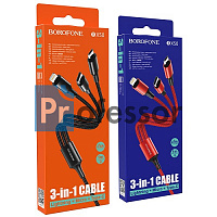 USB кабель BOROFONE BX50 3 в 1 Type C / micro / IPhone черный