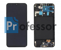 Дисплей Samsung A20 (A205) с тачскрином в рамке черный Amoled переклейка